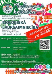 Malnavas koledžā notiek pieteikšanās profesionālās pilnveides kursiem “BIOLOĢISKĀ LAUKSAIMNIECĪBA”